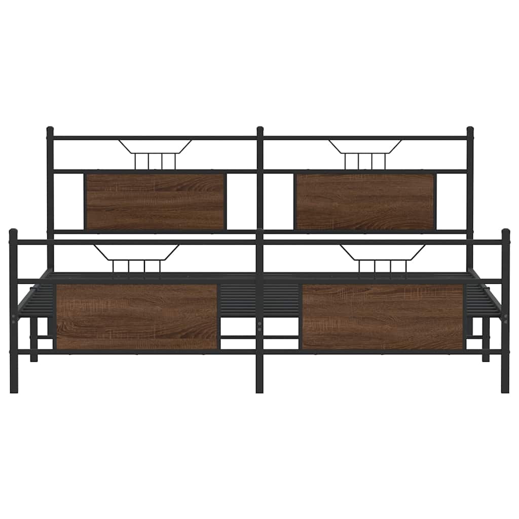 Metalseng uden madras brun eg look 183x213 cm