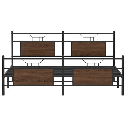 Metalseng uden madras brun eg look 183x213 cm