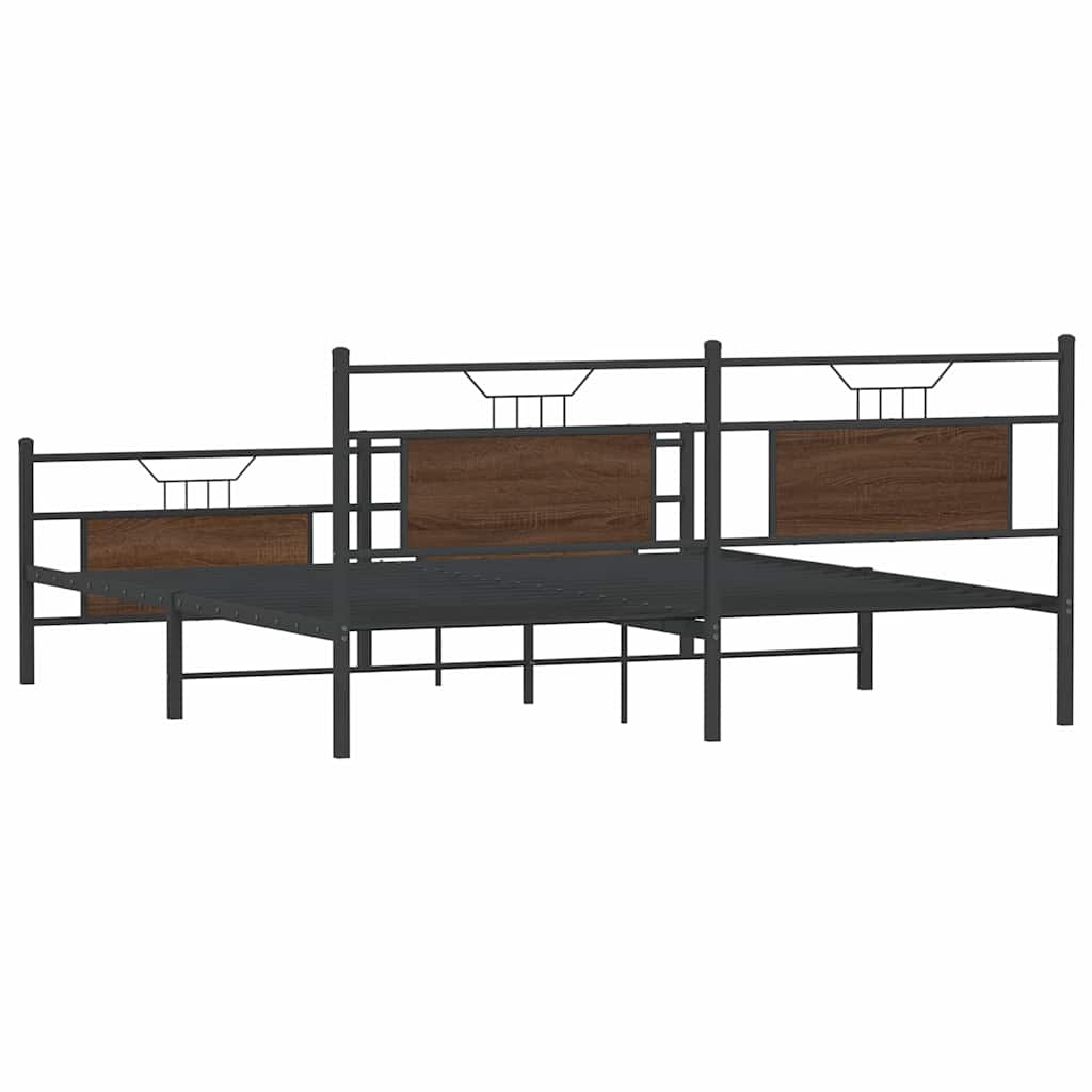 Metalseng uden madras brun eg look 183x213 cm