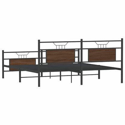 Metalseng uden madras brun eg look 183x213 cm