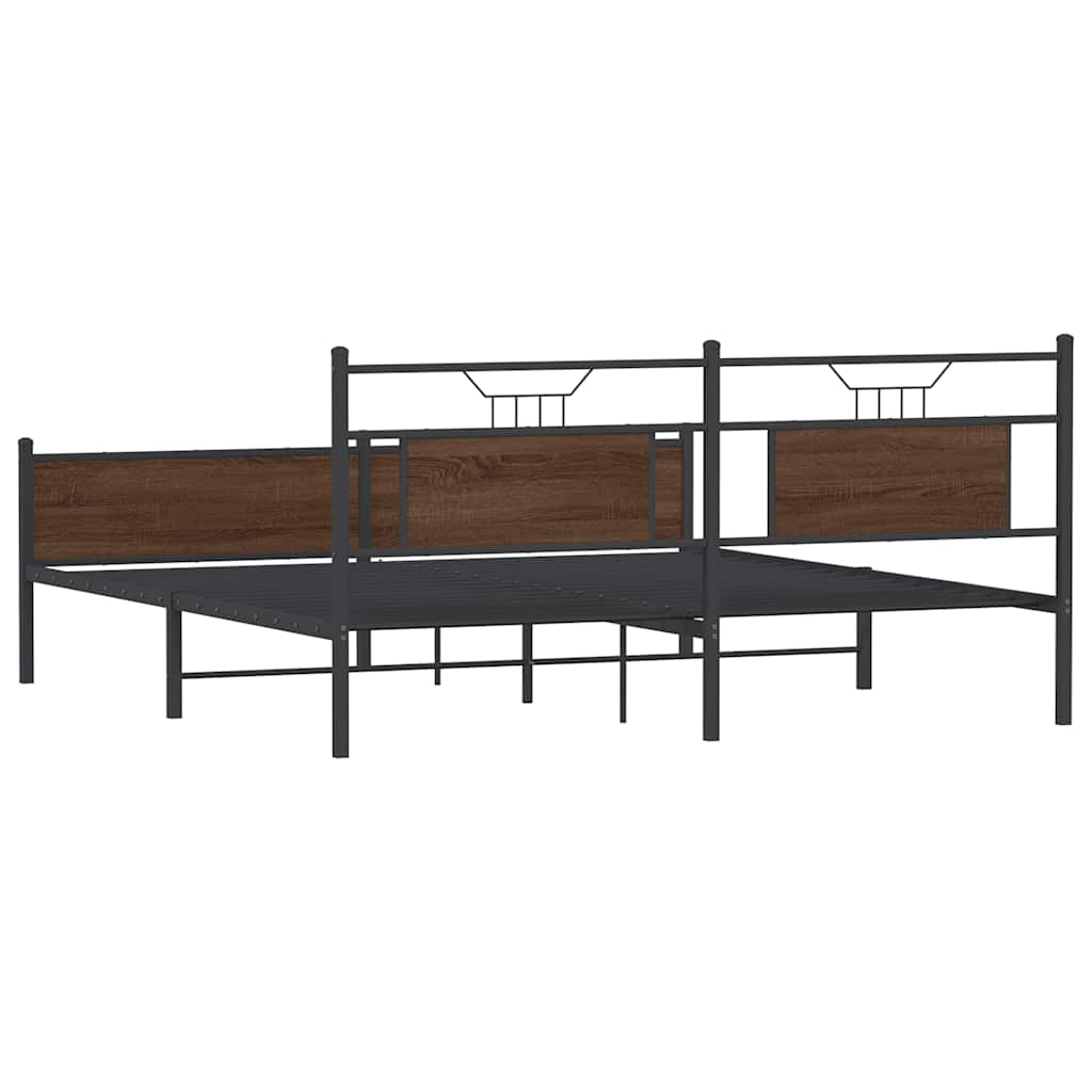 Metallbett ohne Matratze Braun Eichen-Optik 160x200 cm