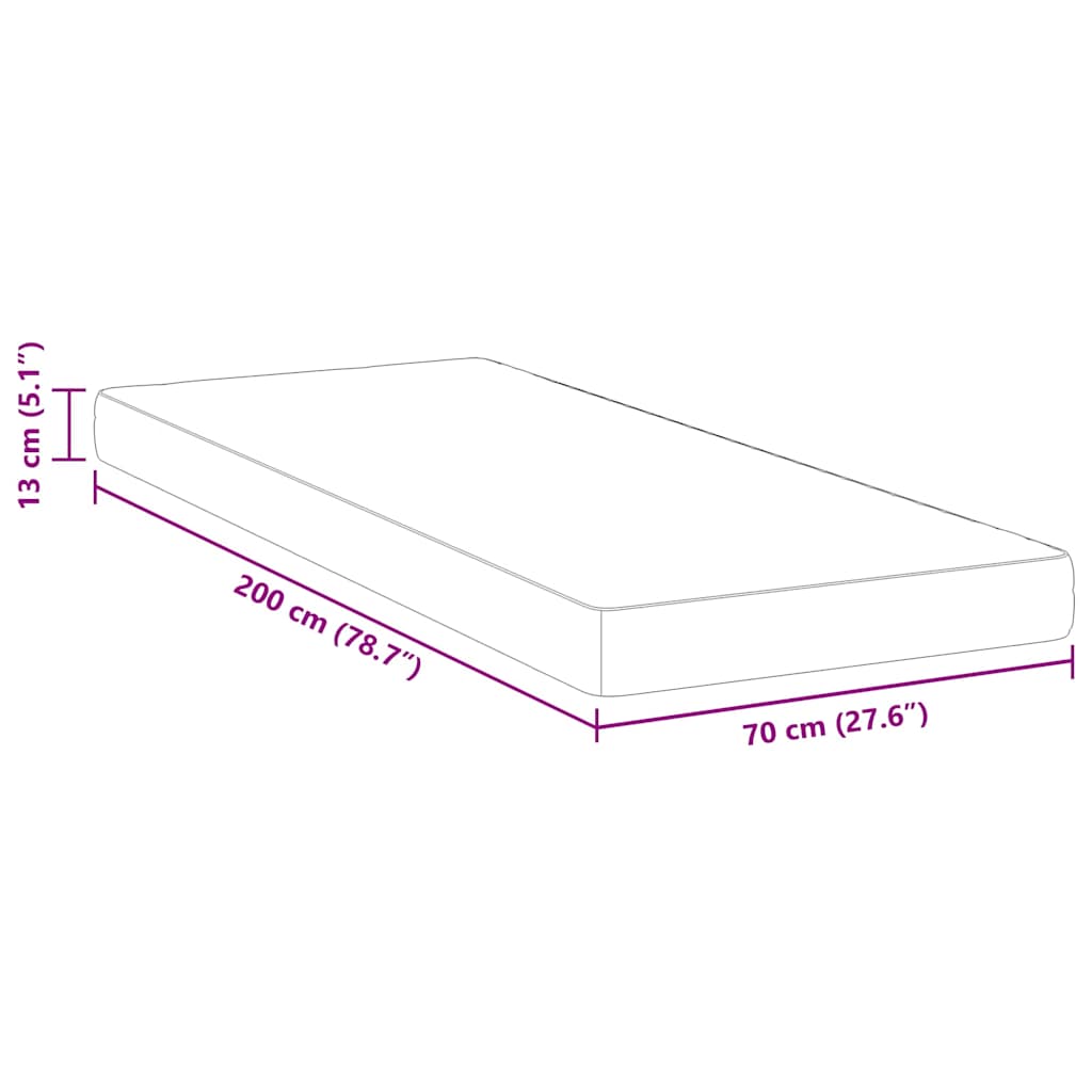 Matratze Weiß 70 x 200 cm der Schaum