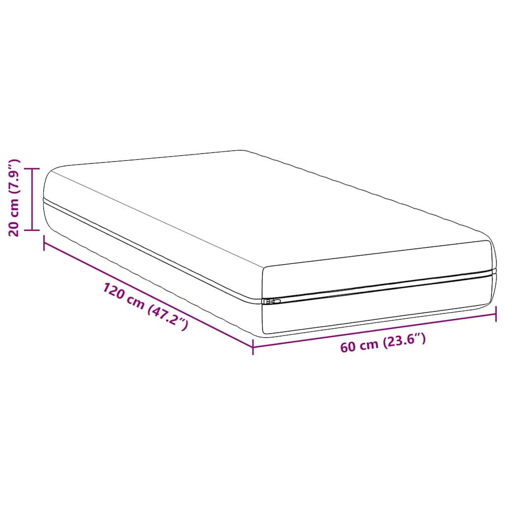 Matratze Weiß 60 x 120 cm Polyester
