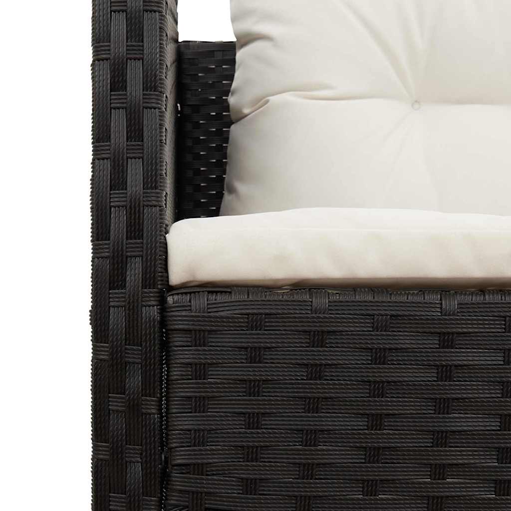 Garten-Sofa-Set 6 pcs Schwarz, Creme Poly-Rattan
