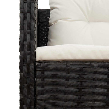 Garten-Sofa-Set 6 pcs Schwarz, Creme Poly-Rattan