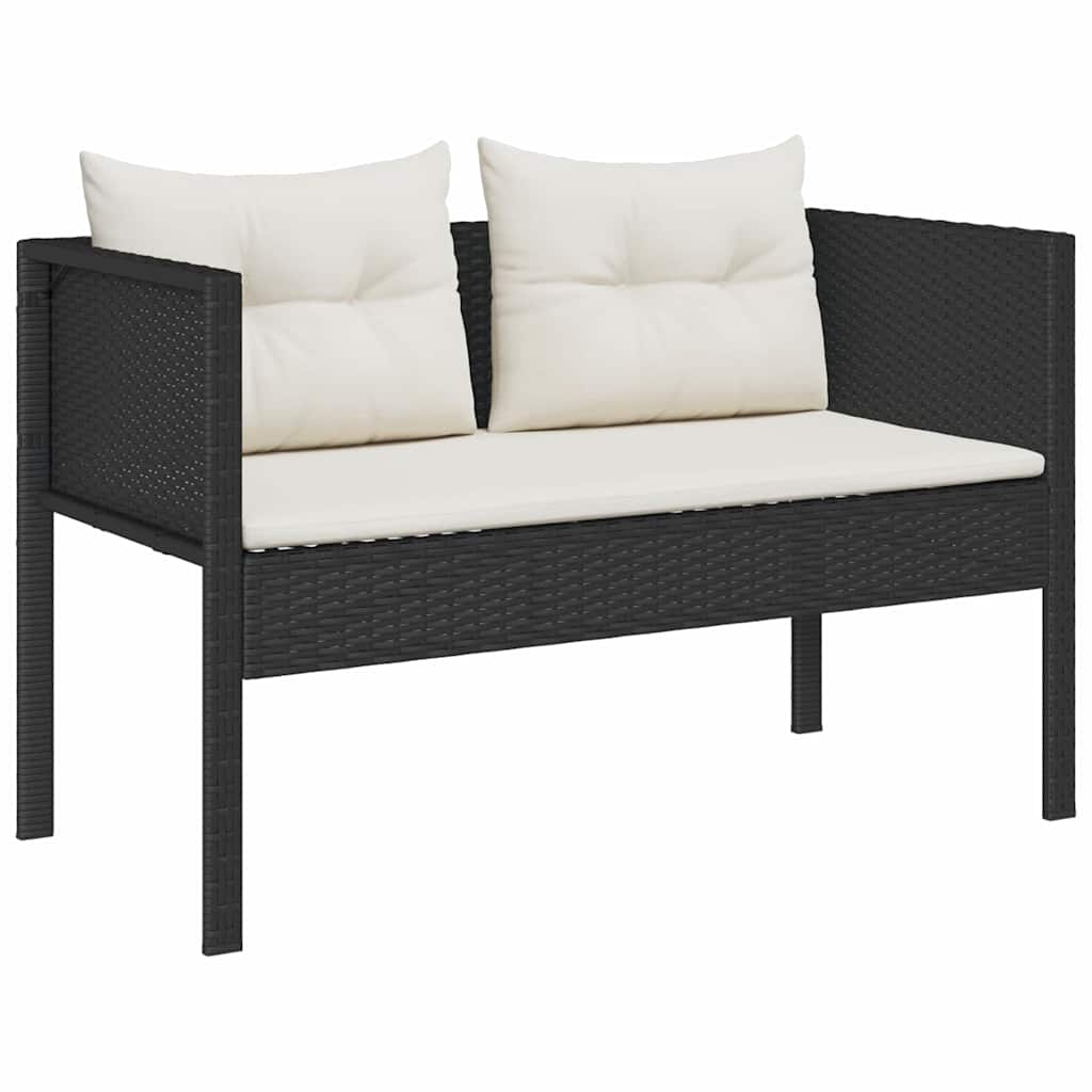 Garten-Sofa-Set 6 pcs Schwarz, Creme Poly-Rattan