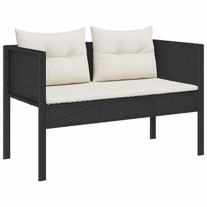 Garten-Sofa-Set 6 pcs Schwarz, Creme Poly-Rattan