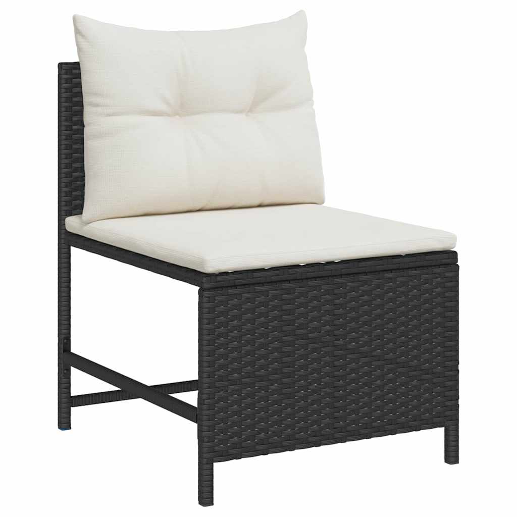 Garten-Sofa-Set 6 pcs Schwarz, Creme Poly-Rattan