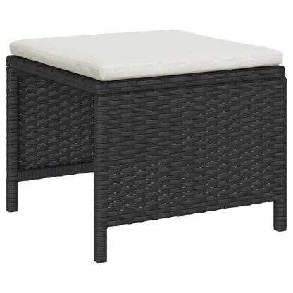 Garten-Sofa-Set 6 pcs Schwarz, Creme Poly-Rattan