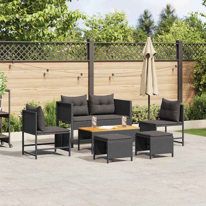 Garten-Sofa-Set 6 pcs Schwarz Poly-Rattan