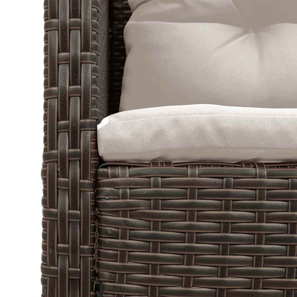 Garten-Sofa-Set 6 pcs Braun und Creme Poly-Rattan