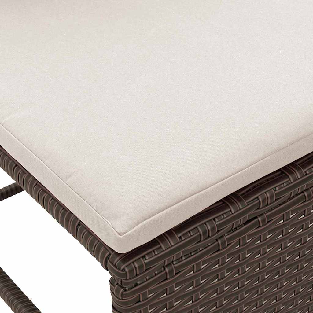 Garten-Sofa-Set 6 pcs Braun und Creme Poly-Rattan