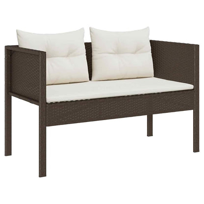Garten-Sofa-Set 6 pcs Braun und Creme Poly-Rattan