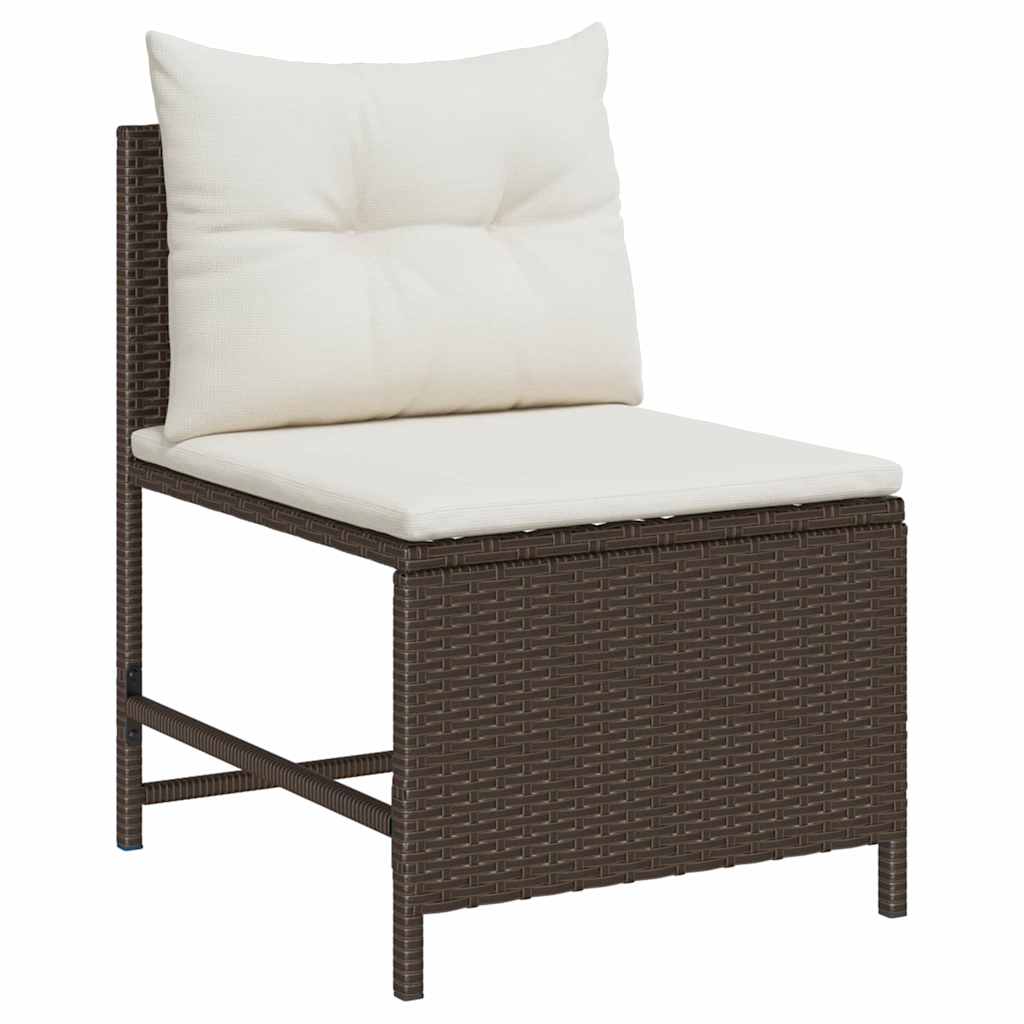 Garten-Sofa-Set 6 pcs Braun und Creme Poly-Rattan