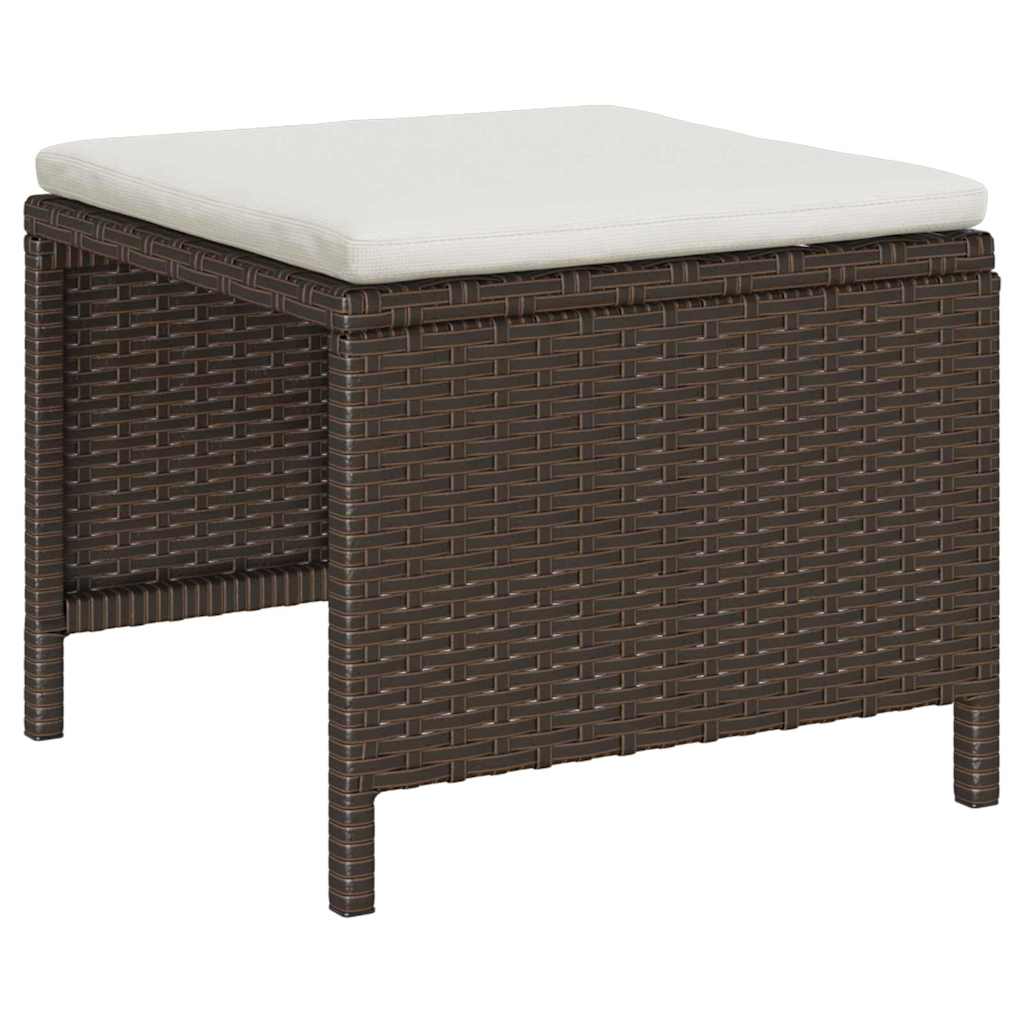 Garten-Sofa-Set 6 pcs Braun und Creme Poly-Rattan