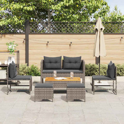 Garten-Sofa-Set 6 pcs Grau, dunkelgrau Poly-Rattan