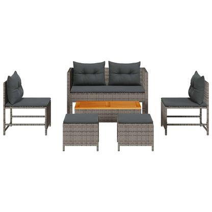 Garten-Sofa-Set 6 pcs Grau, dunkelgrau Poly-Rattan