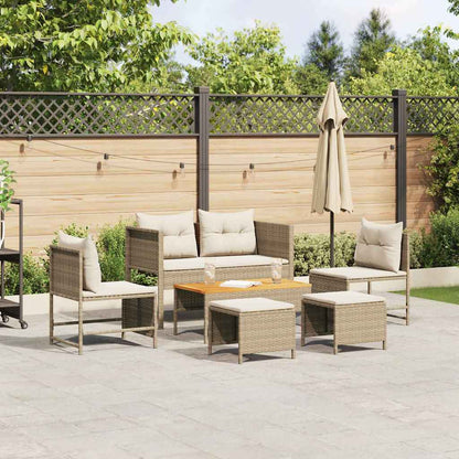 Garten-Sofa-Set 6 pcs Beige, Creme Poly-Rattan
