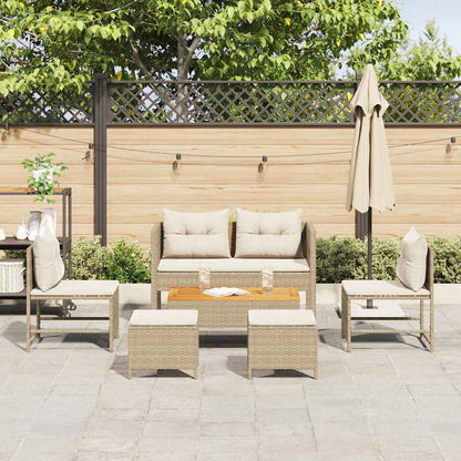 Garten-Sofa-Set 6 pcs Beige, Creme Poly-Rattan
