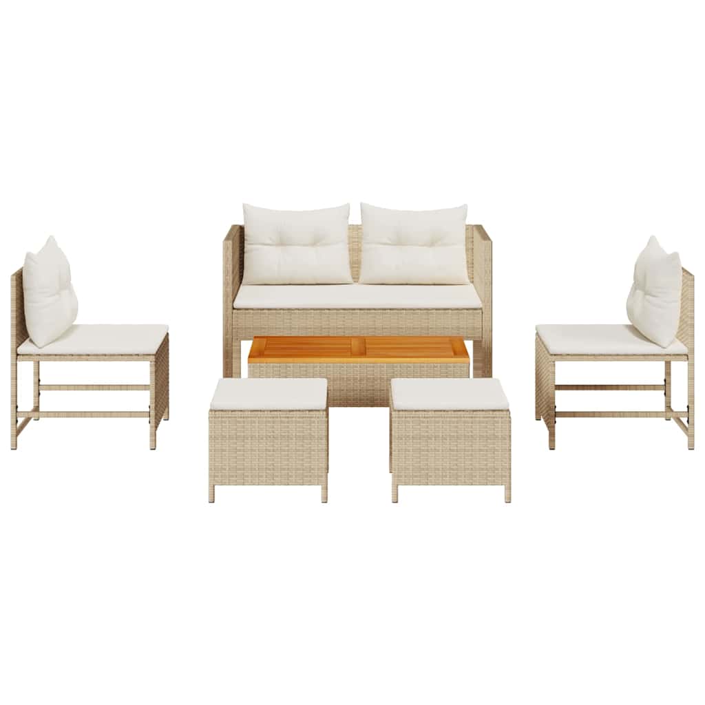 Garten-Sofa-Set 6 pcs Beige, Creme Poly-Rattan