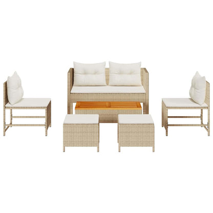 Garten-Sofa-Set 6 pcs Beige, Creme Poly-Rattan