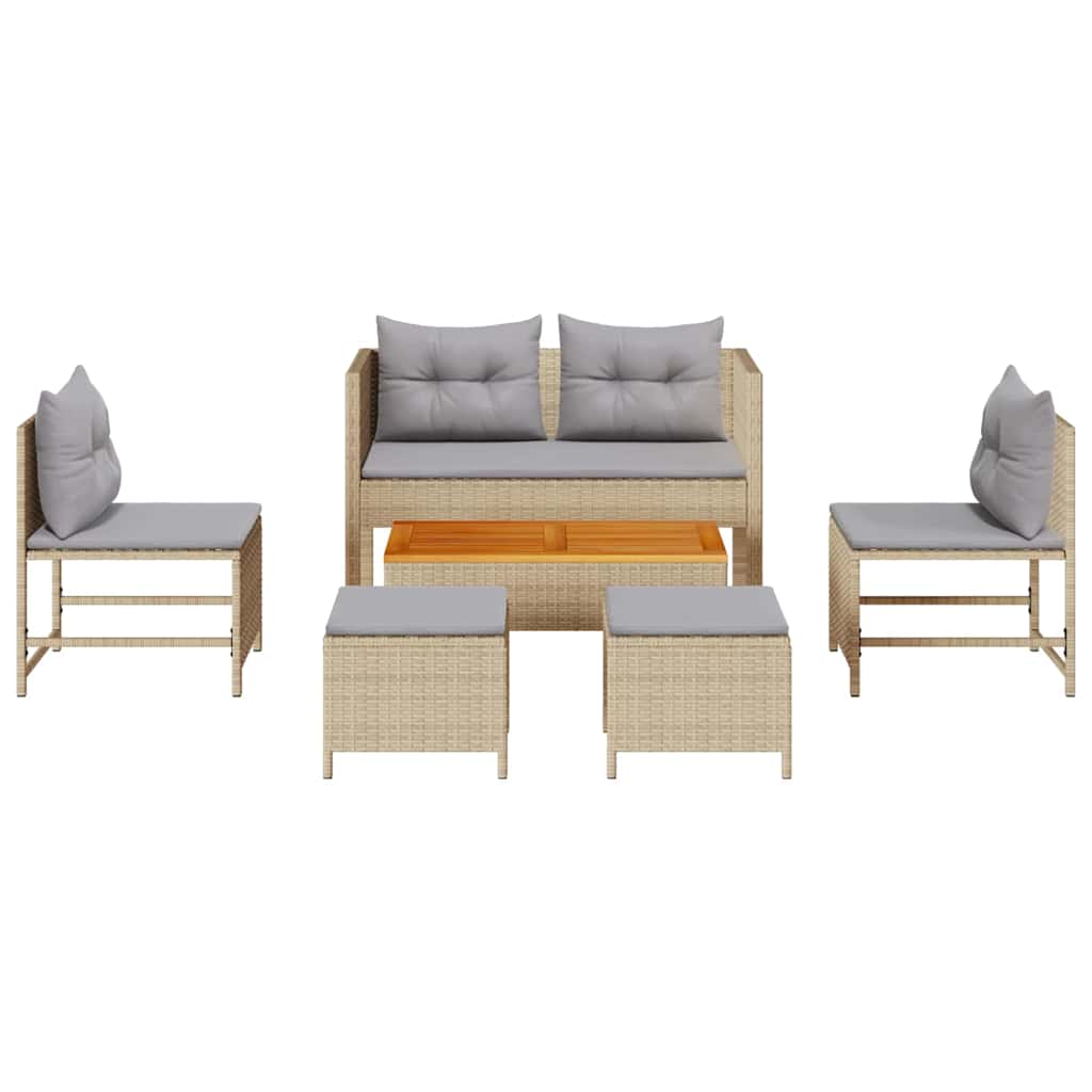 Garten-Sofa-Set 6 pcs Beige, hellgrau Poly-Rattan