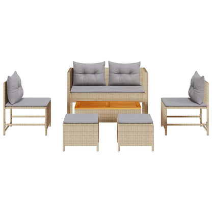 Garten-Sofa-Set 6 pcs Beige, hellgrau Poly-Rattan