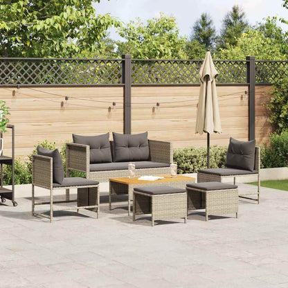 Garten-Sofa-Set 6 pcs Hellgrau, Dunkelgrau Poly-Rattan