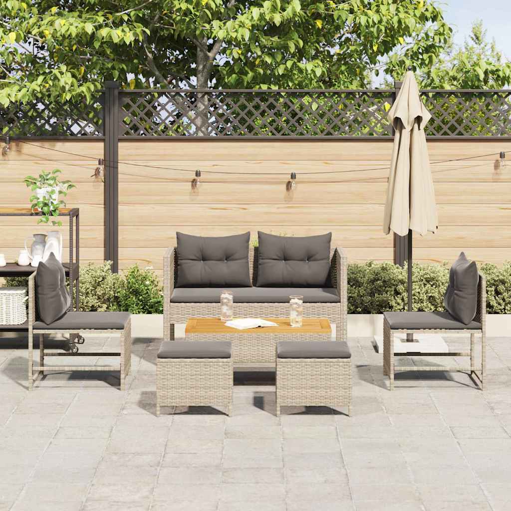 Garten-Sofa-Set 6 pcs Hellgrau, Dunkelgrau Poly-Rattan