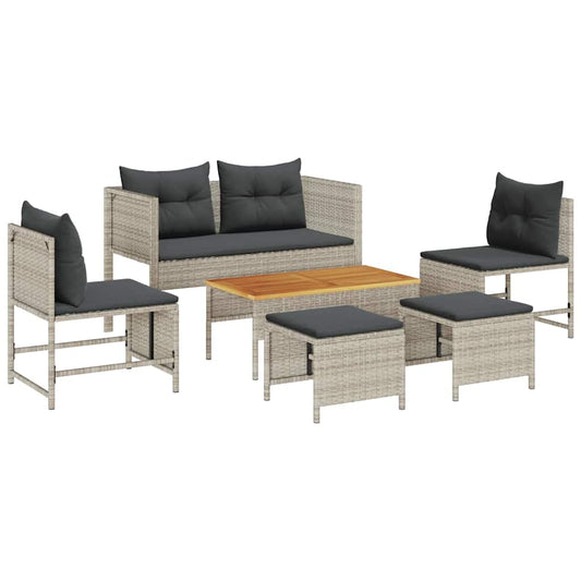 Garten-Sofa-Set 6 pcs Hellgrau, Dunkelgrau Poly-Rattan