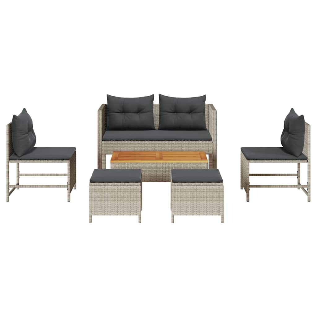 Garten-Sofa-Set 6 pcs Hellgrau, Dunkelgrau Poly-Rattan