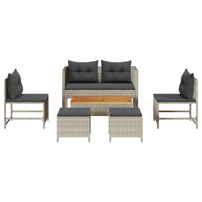 Garten-Sofa-Set 6 pcs Hellgrau, Dunkelgrau Poly-Rattan