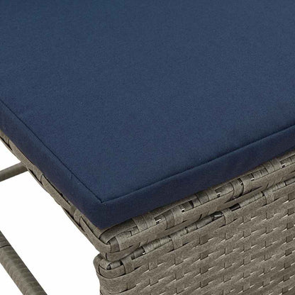 Garten-Sofa-Set 6 pcs Grau und marineblau Poly-Rattan