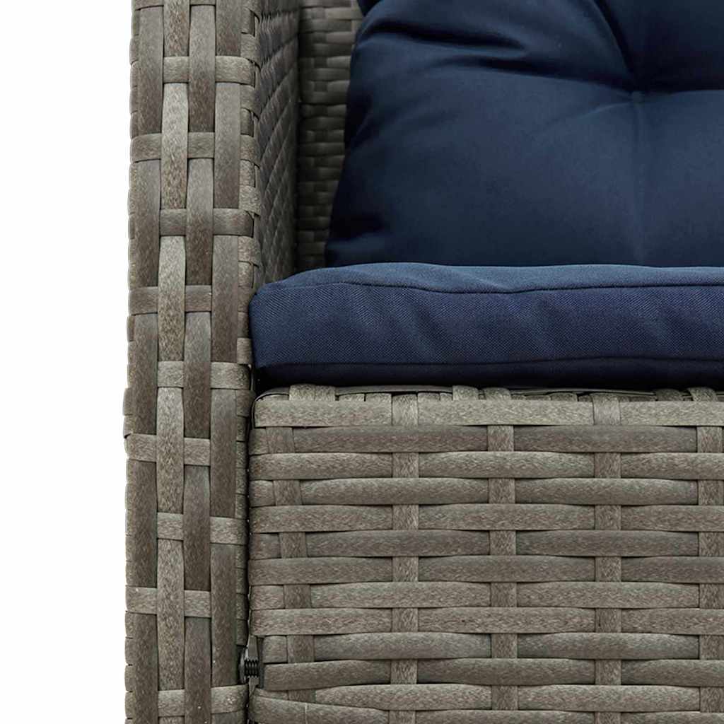 Garten-Sofa-Set 6 pcs Grau und marineblau Poly-Rattan