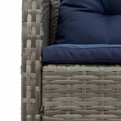 Garten-Sofa-Set 6 pcs Grau und marineblau Poly-Rattan