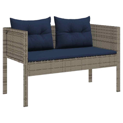 Garten-Sofa-Set 6 pcs Grau und marineblau Poly-Rattan