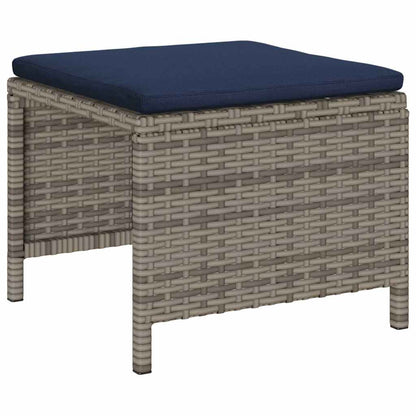 Garten-Sofa-Set 6 pcs Grau und marineblau Poly-Rattan