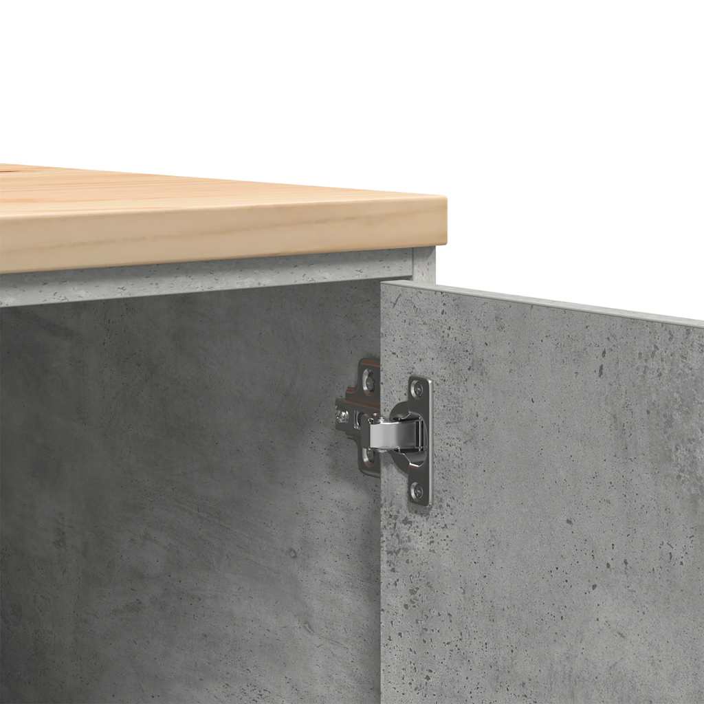 Garagen-Aufbewahrungsschrank Betongrau Massivholz Kiefer