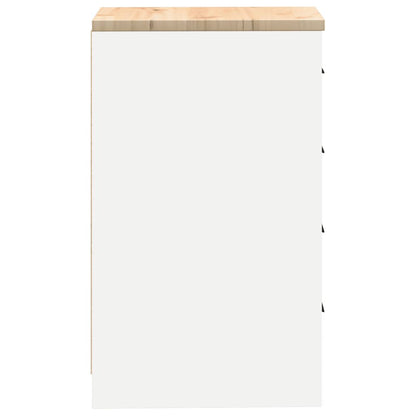 Garagen-Aufbewahrungsschrank Weiß 40x51x85 cm Massivholz Kiefer
