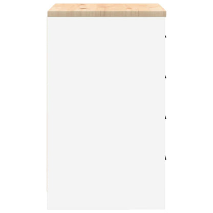 Garagen-Aufbewahrungsschrank Weiß 60x51x85 cm Massivholz Kiefer