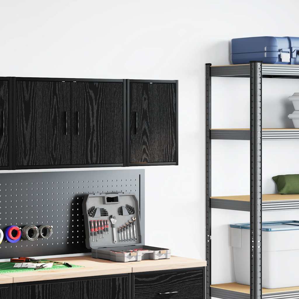 Garagen-Wandschrank Schwarz Holzwerkstoff