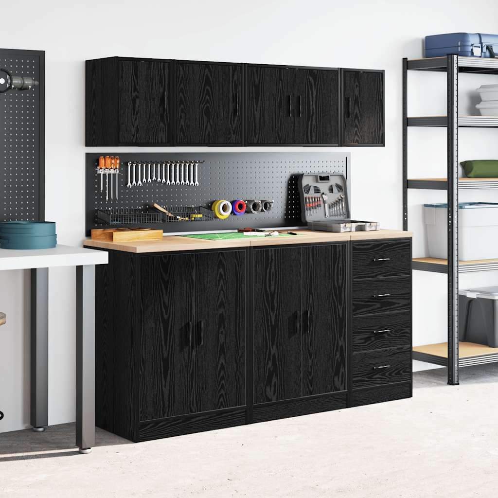 Garagen-Wandschrank Schwarz Holzwerkstoff
