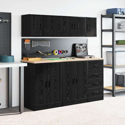 Garagen-Wandschrank Schwarz Holzwerkstoff
