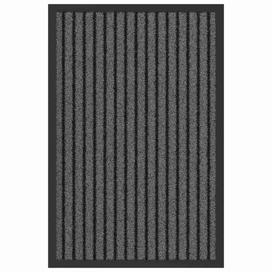 Fußmatte Striped Schwarz, Grau 40 x 60 cm Polypropylen, PVC
