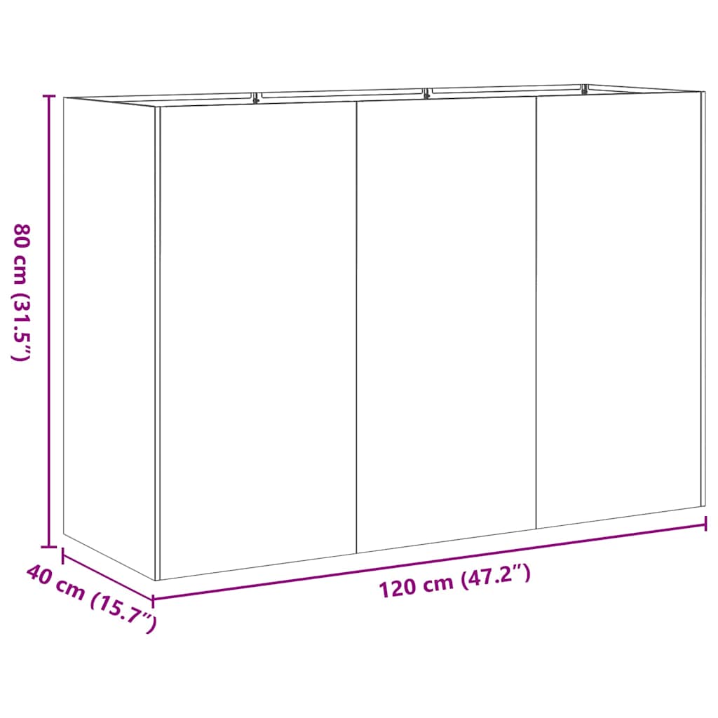 Pflanzkübel Anthrazit 120x40x80 cm Kaltgewalzter Stahl