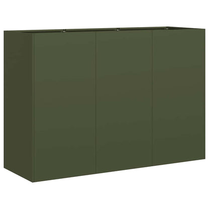 Pflanzkübel Olivgrün 120x40x80 cm Kaltgewalzter Stahl
