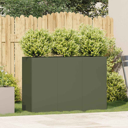 Pflanzkübel Olivgrün 120x40x80 cm Kaltgewalzter Stahl