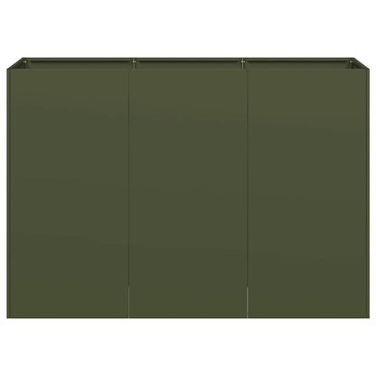 Pflanzkübel Olivgrün 120x40x80 cm Kaltgewalzter Stahl