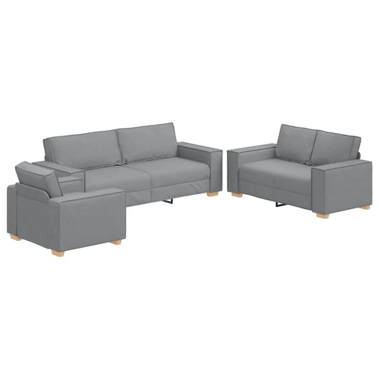 Sofa Set mit Kissen 3 pcs Grau 220 x 78 x 84 cm Stoff