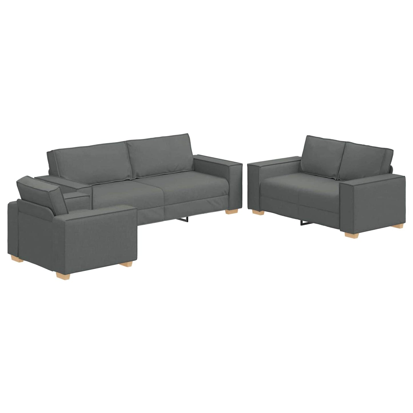 Sofa 3 pcs Dunkelgrau Stoff